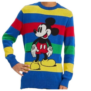 Disney Kids Unisex Retro Mickey Mouse Striped Long Sleeve Sweater Medium NWOT